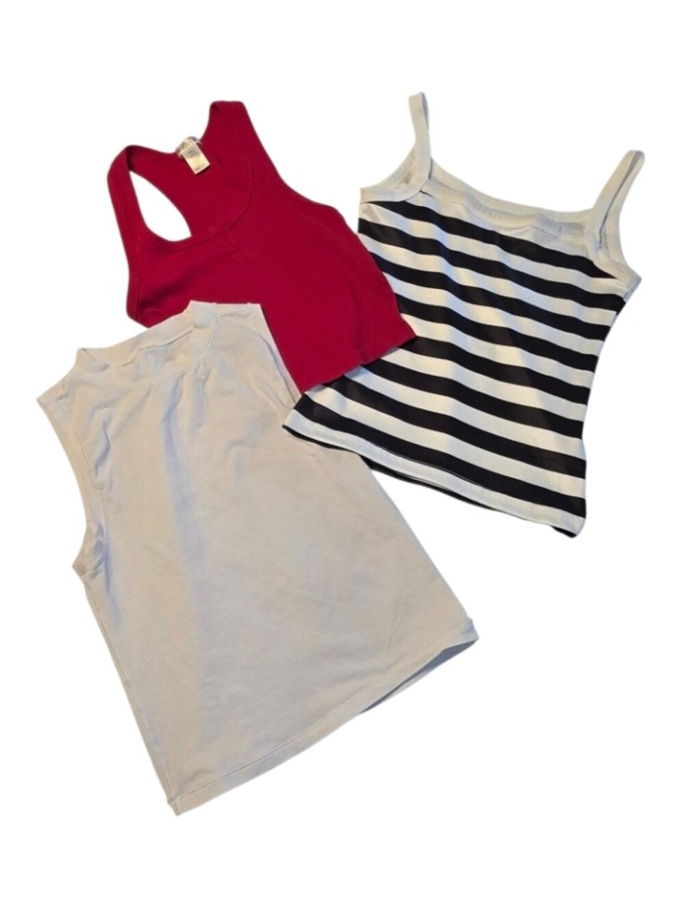 Patriotic Sleeveless Shirt Tank Top Lot of 3 Red White and Blue Americana USA